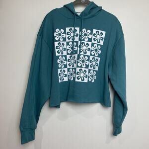Cut & Paste Made In California Women's Cropped Green Hoodie Sz Large GUC